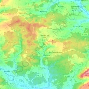 Dentlein am Forst topographic map, elevation, terrain