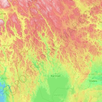 Värmland County topographic map, elevation, terrain