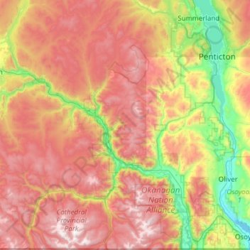 Area G (Upper Similkameen/Hedley) topographic map, elevation, terrain