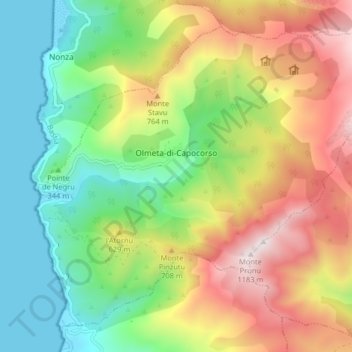 Olmeta-di-Capocorso topographic map, elevation, terrain