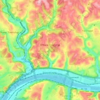 O'Hara Township topographic map, elevation, terrain