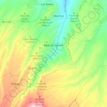 Beas de Guadix topographic map, elevation, terrain