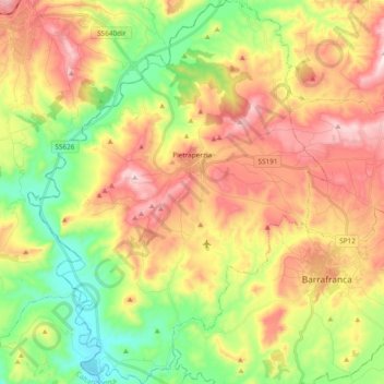 Pietraperzia topographic map, elevation, terrain