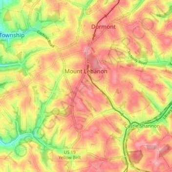 Mount Lebanon topographic map, elevation, terrain