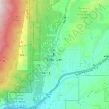 Cedar Crest topographic map, elevation, terrain