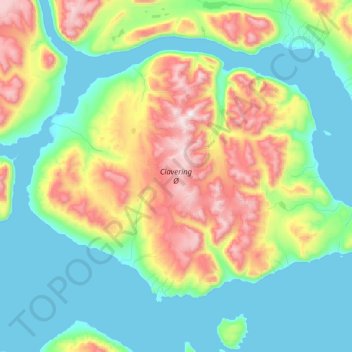 Clavering Ø topographic map, elevation, terrain