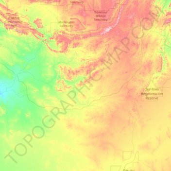Mueller Ranges topographic map, elevation, terrain