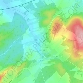 Saligney topographic map, elevation, terrain