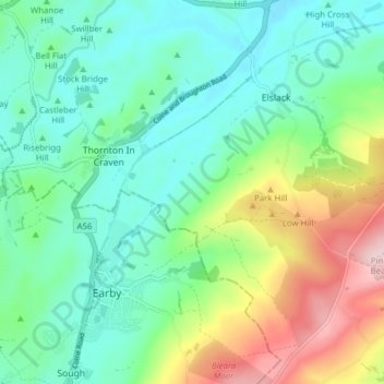 Thornton in Craven topographic map, elevation, terrain