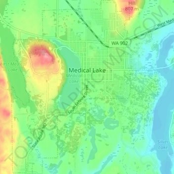 Medical Lake topographic map, elevation, terrain