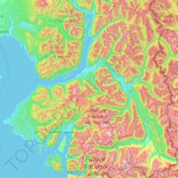 Cochamó topographic map, elevation, terrain
