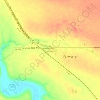 Birdtail Sioux Dakota Nation 57C topographic map, elevation, terrain