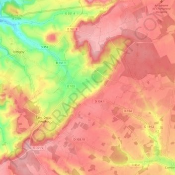 Frétigny topographic map, elevation, terrain