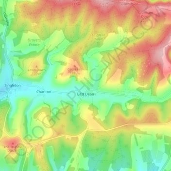 East Dean topographic map, elevation, terrain