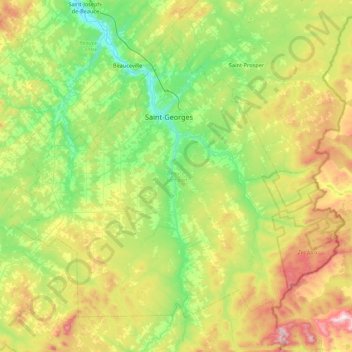 Beauce-Sartigan topographic map, elevation, terrain
