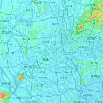 Nanhai District topographic map, elevation, terrain