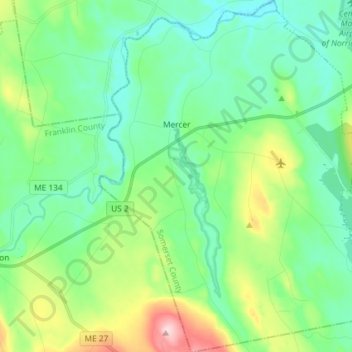 Mercer topographic map, elevation, terrain