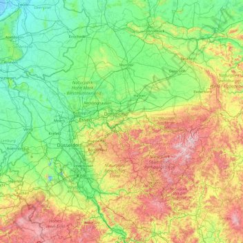 Noordrijn-Westfalen topographic map, elevation, terrain