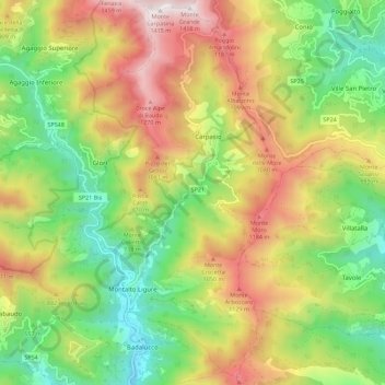 Montalto Carpasio topographic map, elevation, terrain