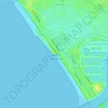 Venice Beach topographic map, elevation, terrain