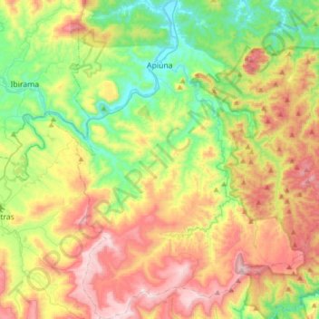 Apiúna topographic map, elevation, terrain