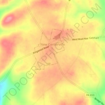 New Centerville topographic map, elevation, terrain