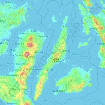 Cebu topographic map, elevation, terrain