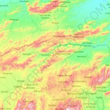 Municipio Urdaneta topographic map, elevation, terrain