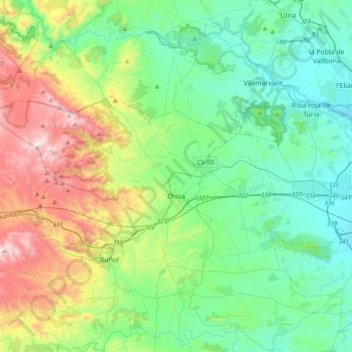 Chiva topographic map, elevation, terrain