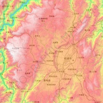 昭阳区 topographic map, elevation, terrain