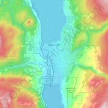 Penticton topographic map, elevation, terrain