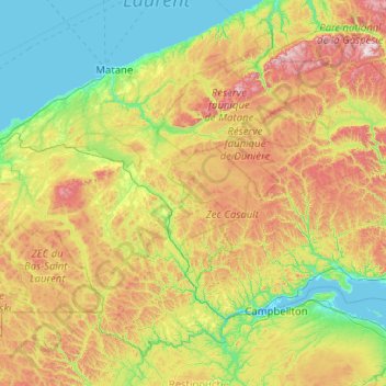 La Matapédia topographic map, elevation, terrain