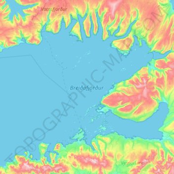 Breiðafjörður topographic map, elevation, terrain
