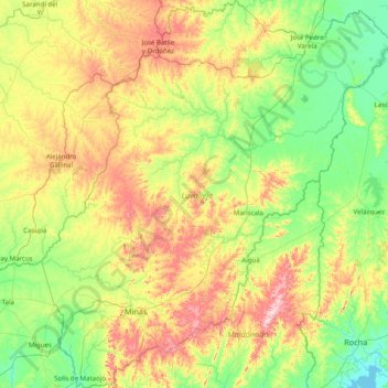 Lavalleja topographic map, elevation, terrain