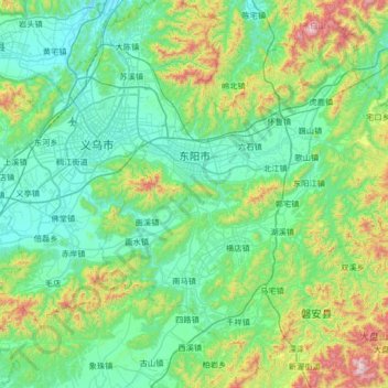 Dongyang topographic map, elevation, terrain