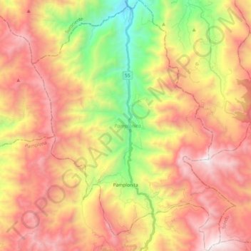 Pamplonita topographic map, elevation, terrain