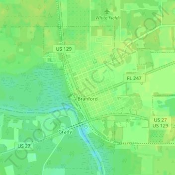 Branford topographic map, elevation, terrain