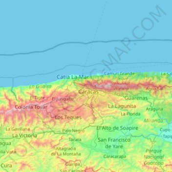 Estado Vargas topographic map, elevation, terrain