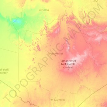 Tamanghasset topographic map, elevation, terrain