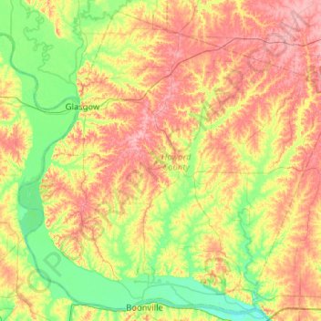 Howard County topographic map, elevation, terrain