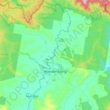 Woodenbong topographic map, elevation, terrain