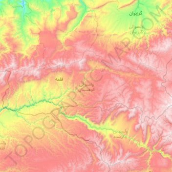 Kohistan topographic map, elevation, terrain