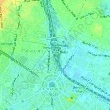 New Delhi Railway Station topographic map, elevation, terrain