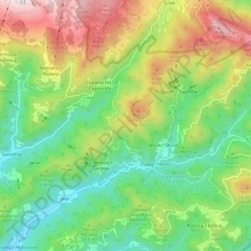 Grimacco topographic map, elevation, terrain