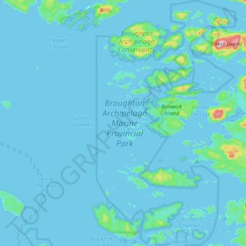 Broughton Archipelago Marine Provincial Park topographic map, elevation, terrain