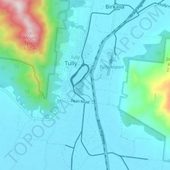 Tully topographic map, elevation, terrain