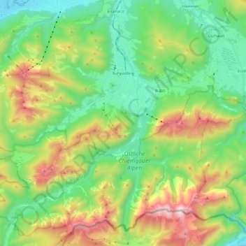 Ruhpolding topographic map, elevation, terrain