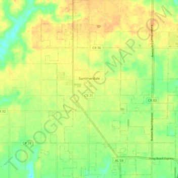 Summerdale topographic map, elevation, terrain