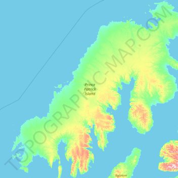 Prins Patrickeiland topographic map, elevation, terrain