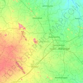 Hanumakonda topographic map, elevation, terrain
